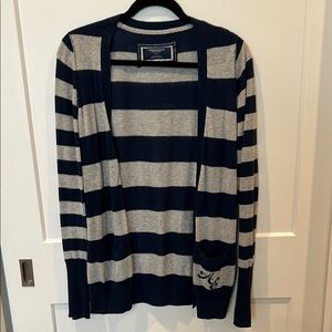 American Eagle Striped Navy and Gray women’s  cardigan, M